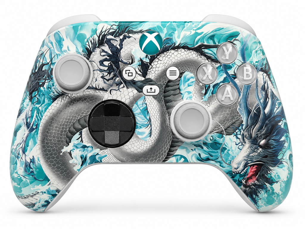 Custom Xbox Series X Controller | Jade Dragon Cloud Dominator Design | Genuine Microsoft Controller | Refurbished | 6 Month Warranty