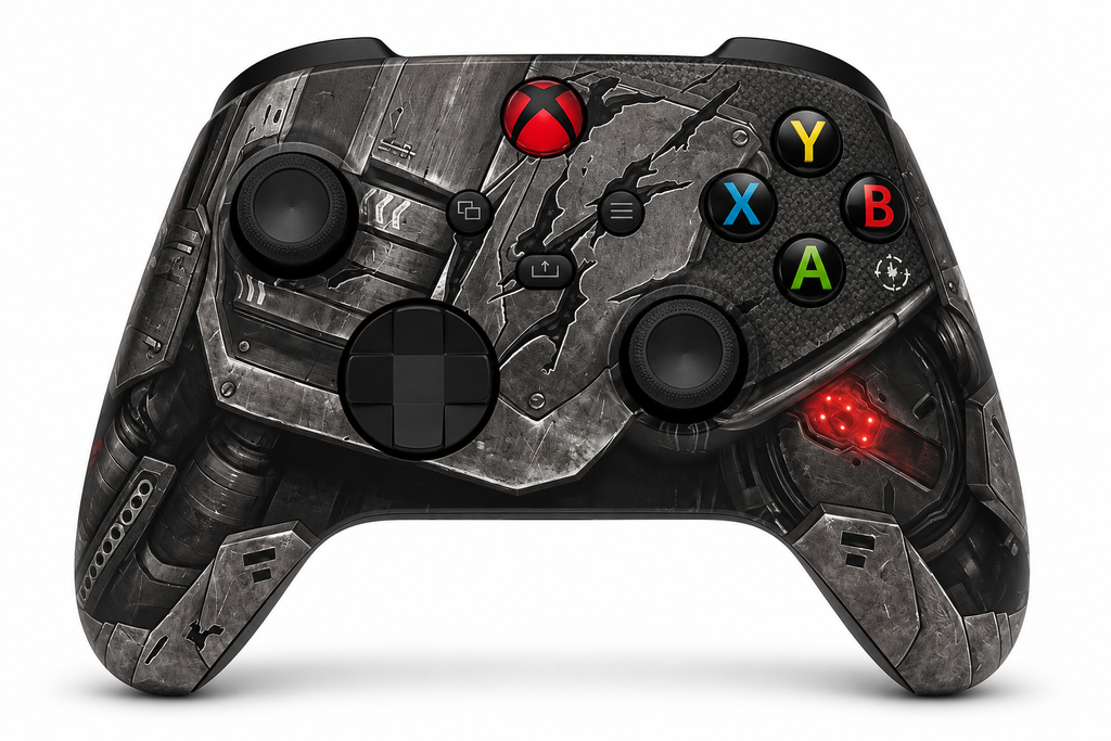 Custom Xbox Series X Controller | Mecha Armour with Damage Engraved Design | Genuine Microsoft Controller | Refurbished | 6 Month Warranty