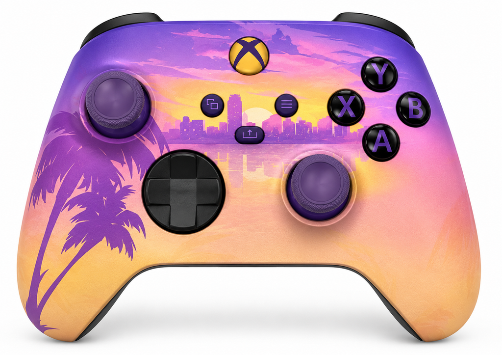 Custom Xbox Series X Controller | l Neon Miami Design | Genuine Microsoft Controller | Refurbished | 6 Month Warranty