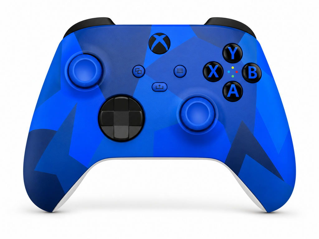 Custom Xbox Series X Controller | Blue Camo Design | Genuine Microsoft Controller | Refurbished | 6 Month Warranty