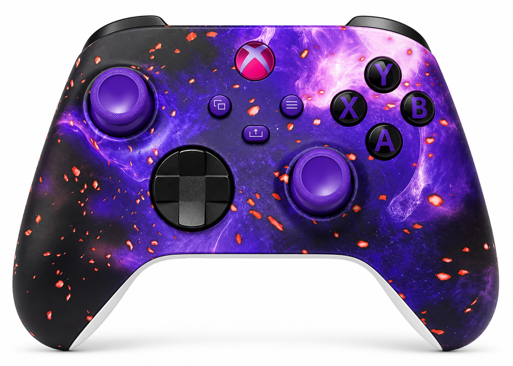 Custom Xbox Series X Controller |   Cosmic Camouflage Glow in the Dark Design | Genuine Microsoft Controller | Refurbished | 6 Month Warranty