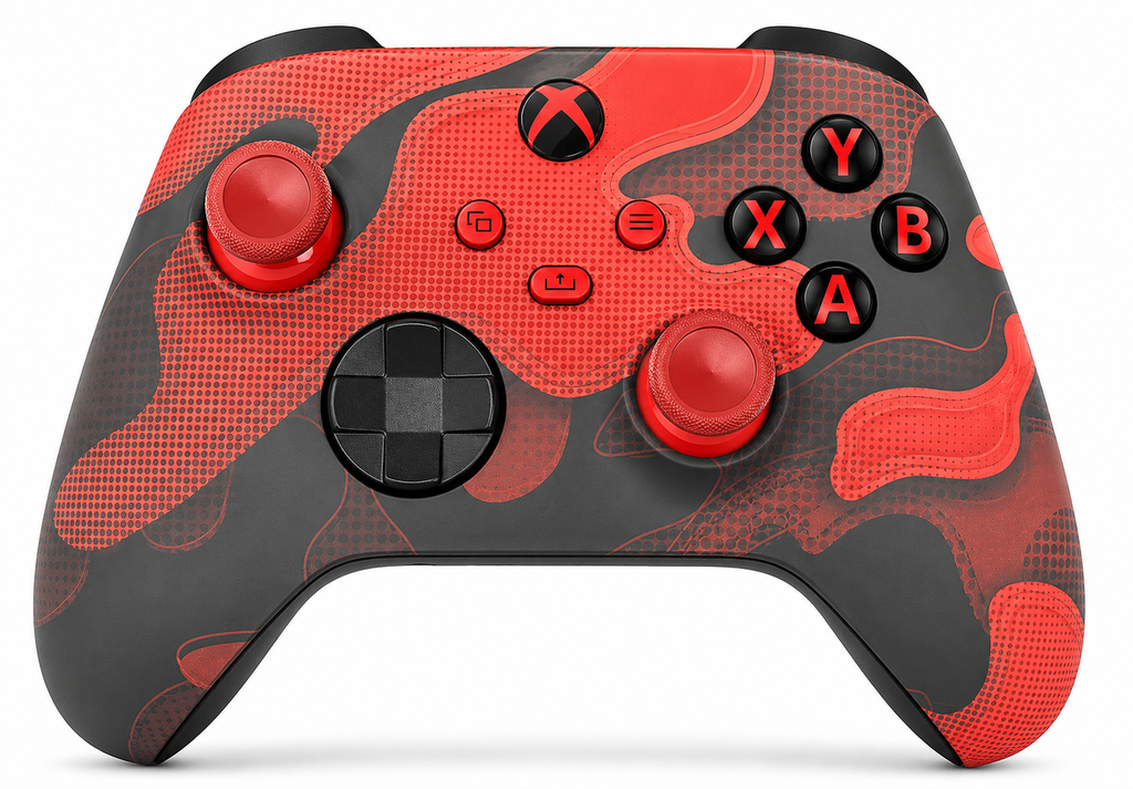 Custom Xbox Series X Controller |   Digital Camo Red Design | Genuine Microsoft Controller | Refurbished | 6 Month Warranty